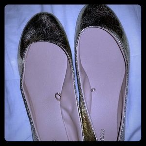 EXPRESS gold ballet flats size 8